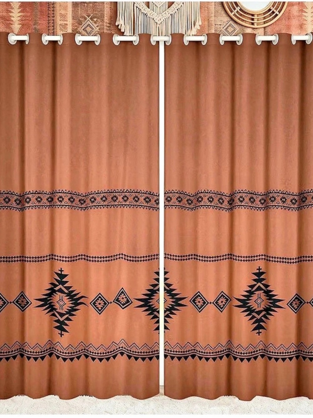 Brown & Black Geometric Curtains